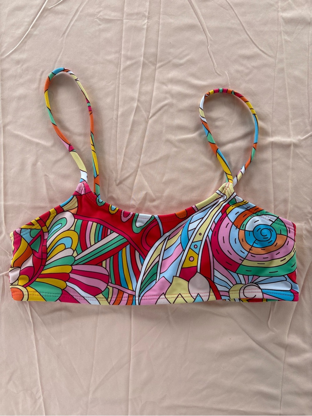 SHEIN Women’s Multi-Color Swim Top - Bright Patterned Bikini Top